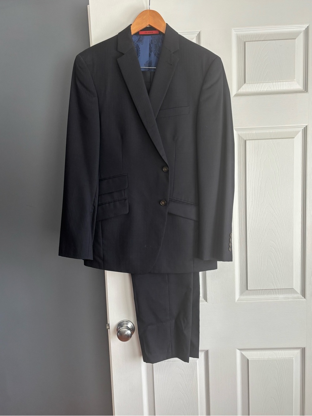 Ted Baker Men's Navy tone on tone Suit Jacket & Trousers